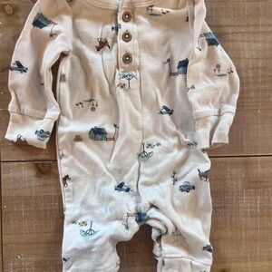 Carter's Cream Woodland & Vehicle Print Baby One-Piece